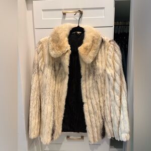 Elegant Cream Faux Fur Coat